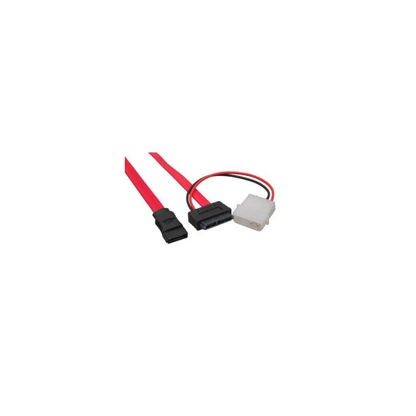 Cable Wholesale Slimline SATA 13 Pin to SATA 7 Pin + 4 Pin Power Cable, 1 foot 31SA-56200 - main